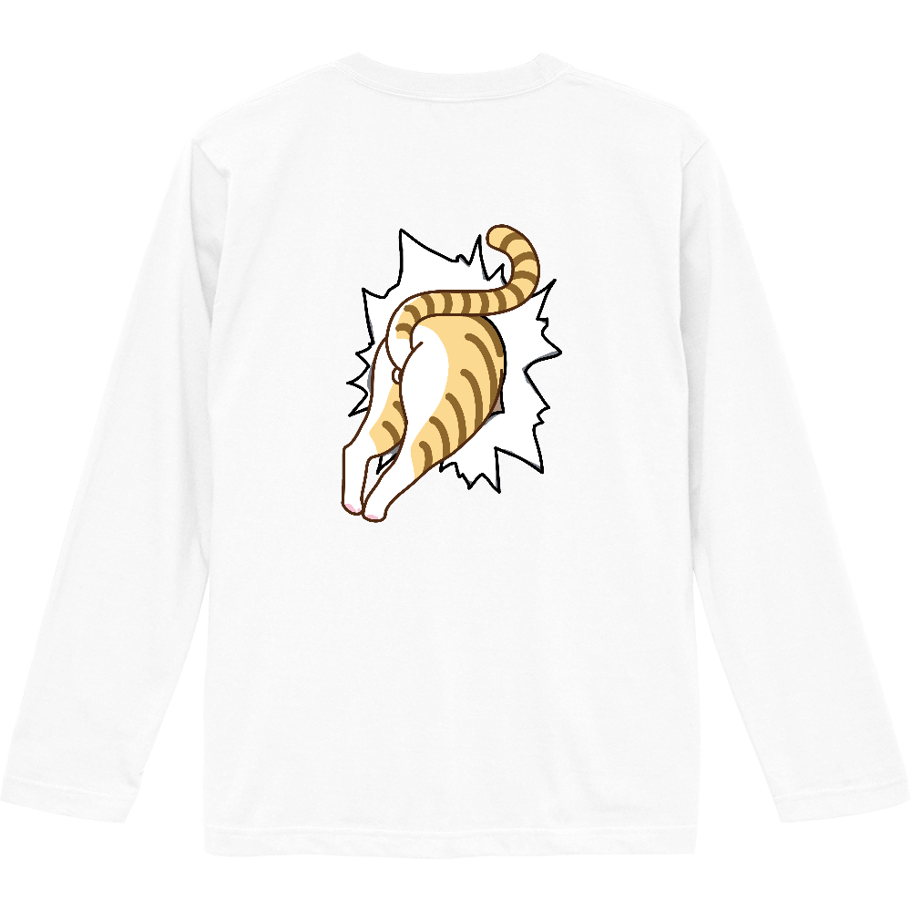 両面印刷 ハマり動物 茶トラ猫ロングスリーブTシャツ2