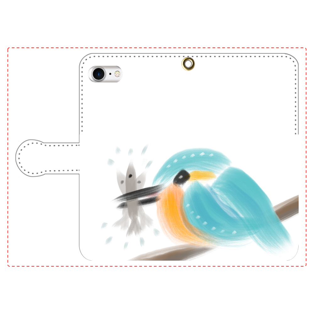 カワセミさんとお魚さんiPhoneSE2/SE3 手帳型スマホケース　1