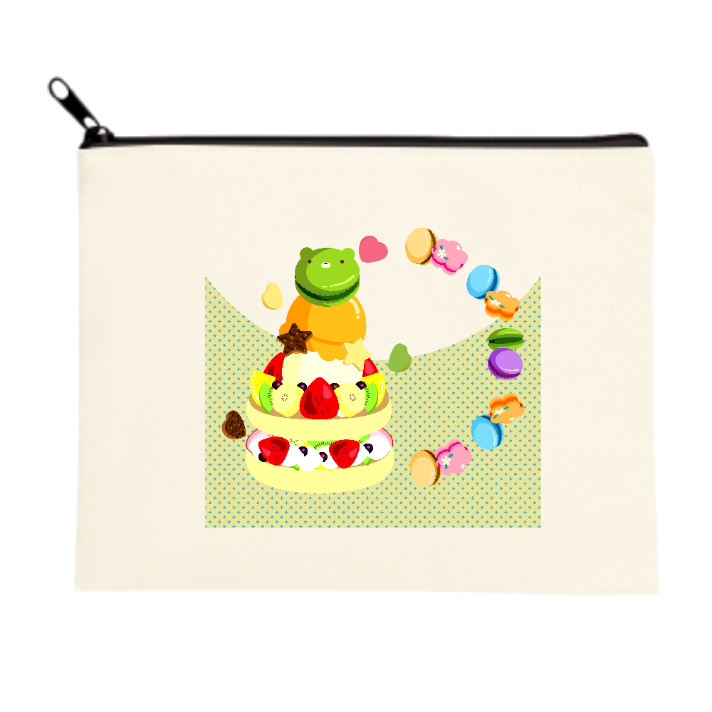 イチゴとキウイ バナナ オレンジのフルーツケーキにアイスクリームとマカロンをのせての商品購入ページ オリジナルプリントグッズ販売のオリラボマーケット