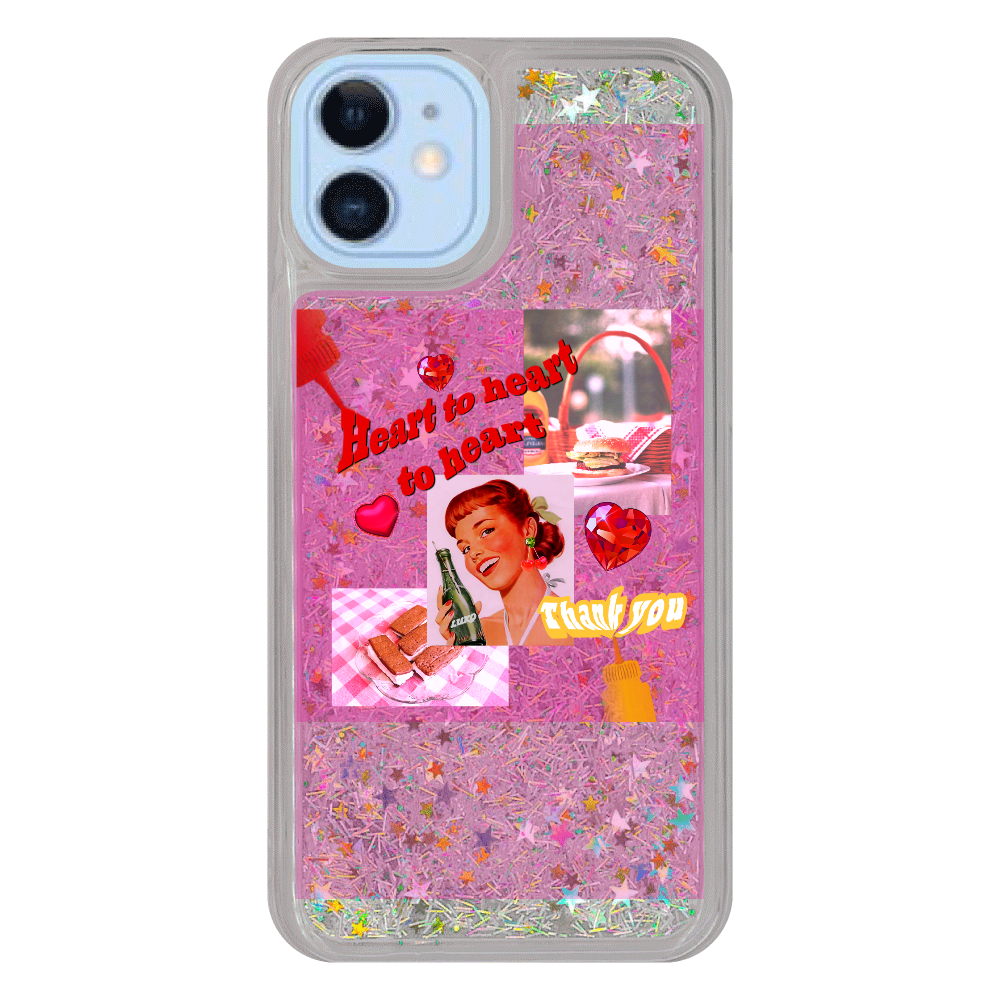 Heart to heart to heart  iPhone12/12pro グリッターケース シルバー  iPhone12/12pro グリッターケース