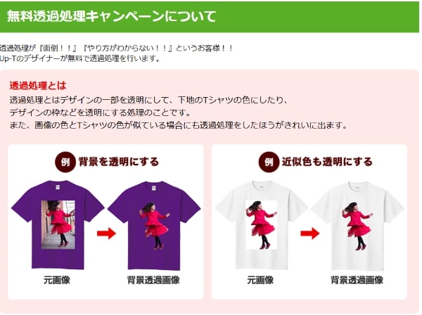 UP-Tの無料透過処理キャンペーン