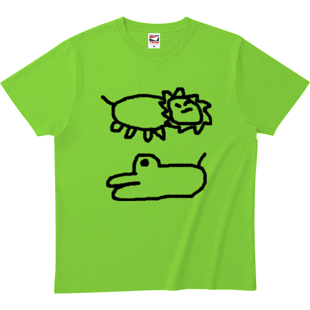 絵心ないTシャツ「ライオンとワニw」ヘビーウェイトTシャツthumb3