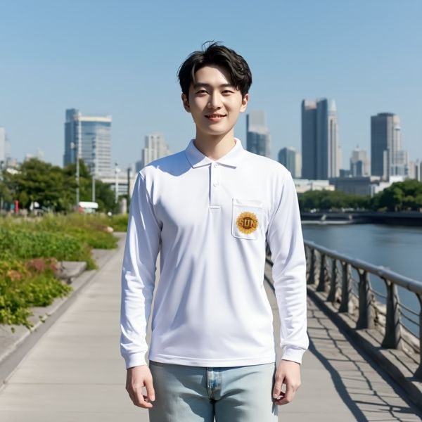 ドライ長袖ポロシャツ(ポケット付き)