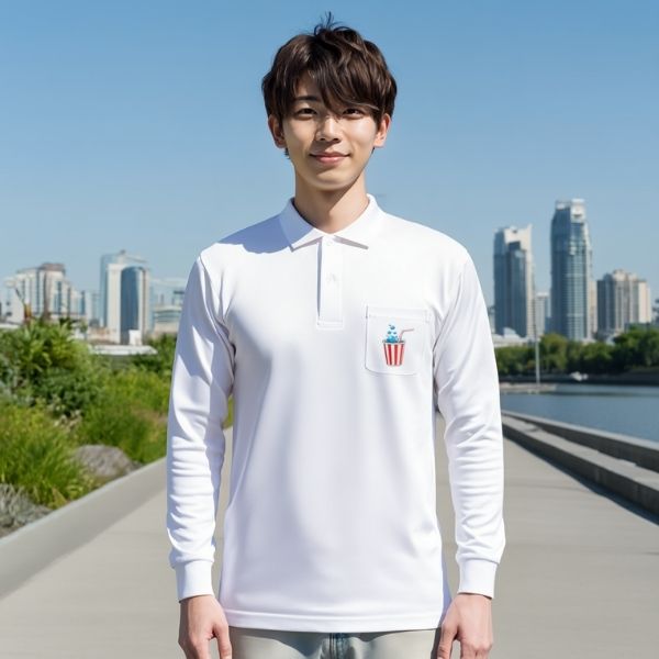 長袖ポロシャツ（ポケット付き）