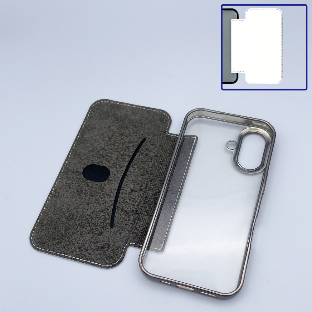 iPhone16 背面PUレザー手帳型ケース