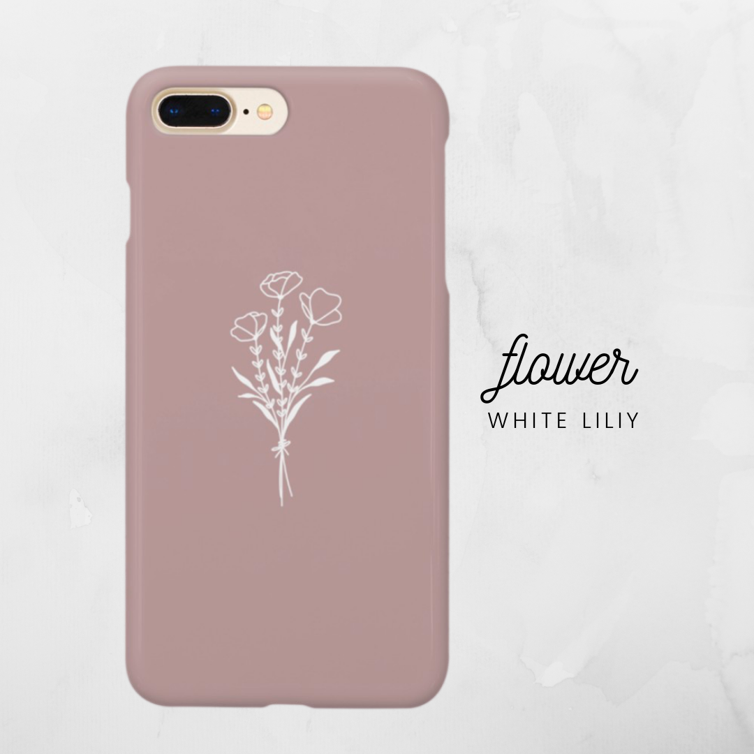 くすみピンク　花柄iPhoneケース