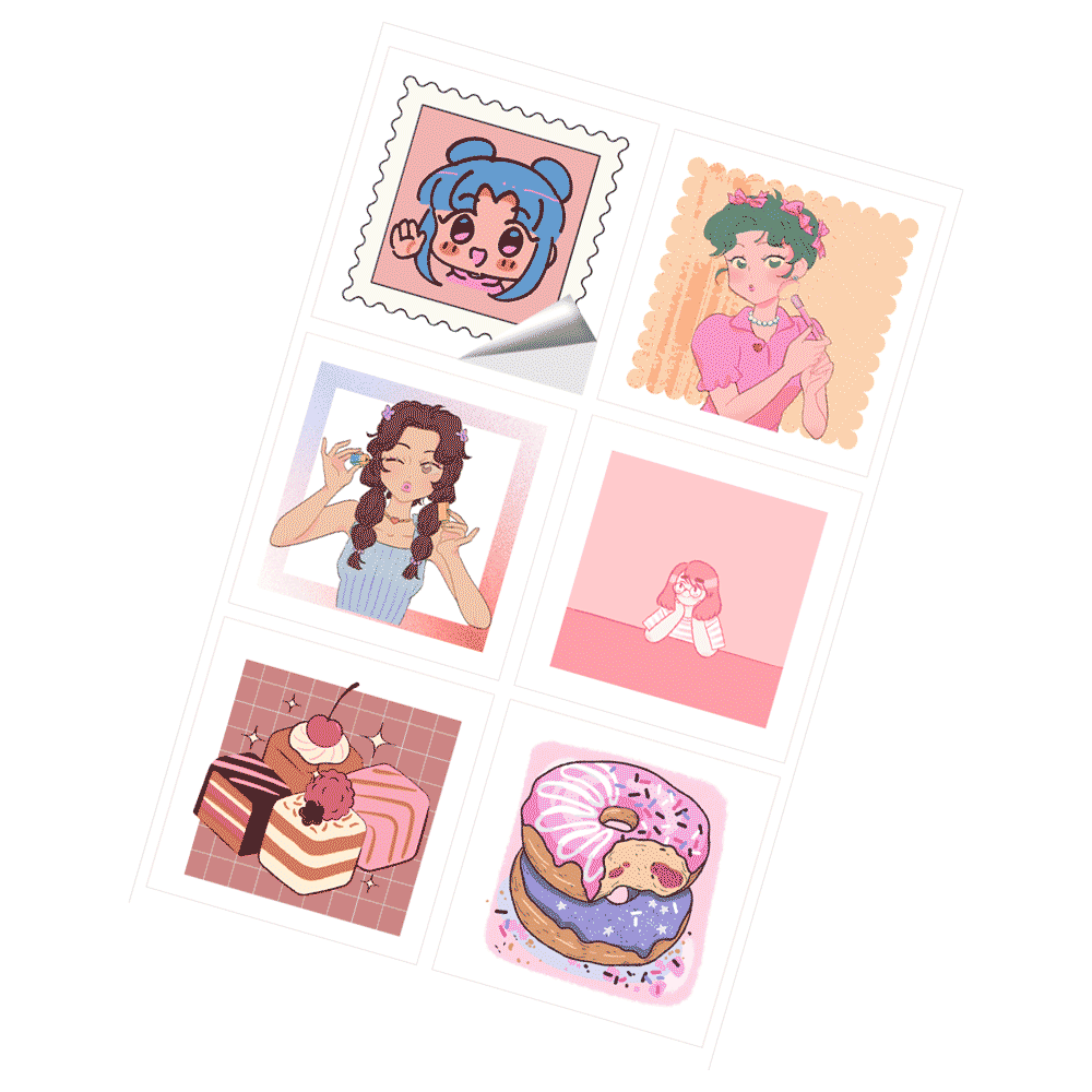 スクエアステッカー 6面付